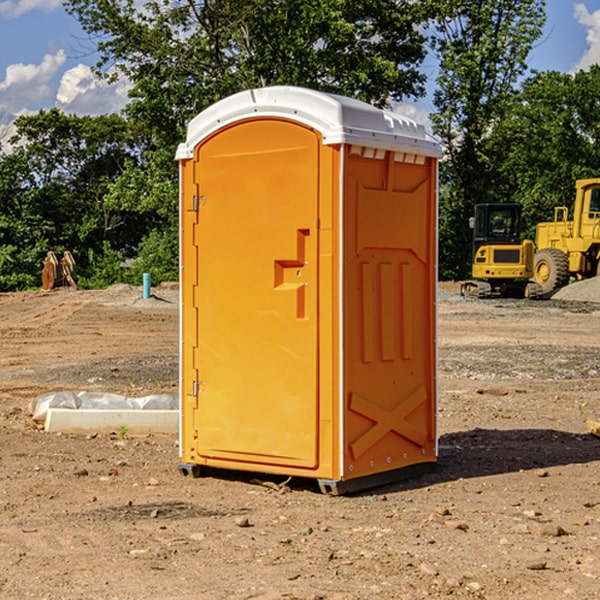 how often are the portable restrooms cleaned and serviced during a rental period in Russellville Missouri